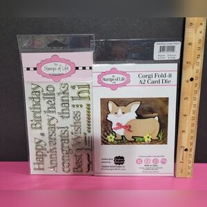 Stamps Of Life Corgi Fold-it A2 Card Die Set And Sentiment Stamp Set (0139)